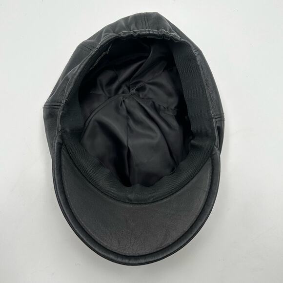 VINTAGE - D. MEUCCI Black Leather Newsboy Cap MEN / WOMEN / UNISEX main image 8